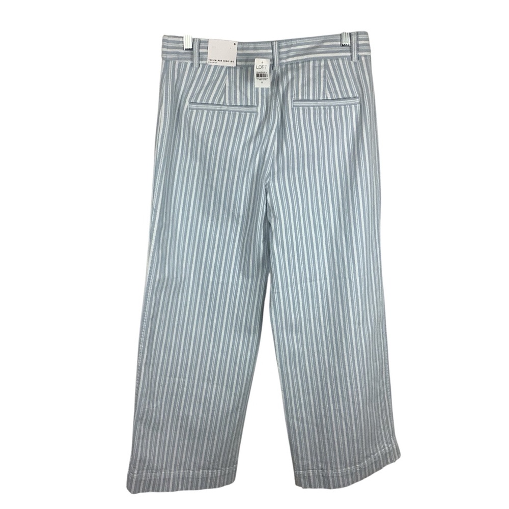 NWT Loft The Palmer Wide Leg Blue and White Striped Pants - Picture 2 of 6
